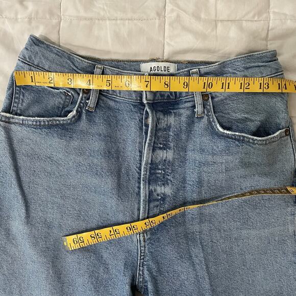 Agolde Jeans Women Size 28 Blue Riley Cropped Denim Button Fly Designer Stretch - Picture 5 of 11